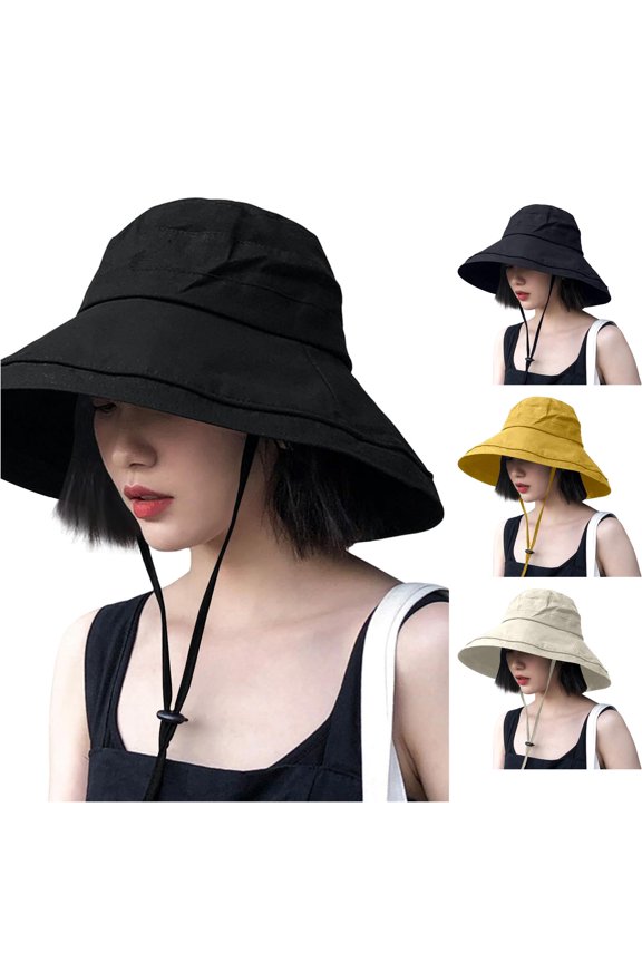 Wide Brim Bucket Hat with Chin Strap, Foldable Brim, UPF 50+ UV Protection Sun Hat, 1 Piece, Size M