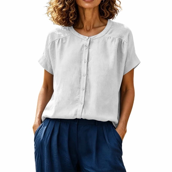 Jane Wardrobe Women’S Casual Raglan Sleeve Henley Top, Round Neck Button Placket Loose Fit Blouse, Soft Breathable Polyester, 1pc, Sizes S M L XL XXL