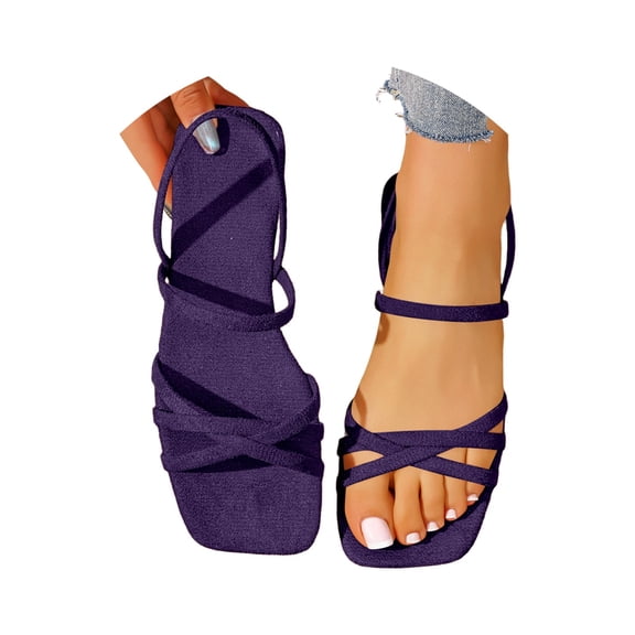 Jane Wardrobe Women's New Style Elegant Comfortable One-Strap Decorated Flat Sandals, One-Strap Design, Flat Sole, 1 Pair of Sandals, Sizes 35-43 - for Summer Casual Wear