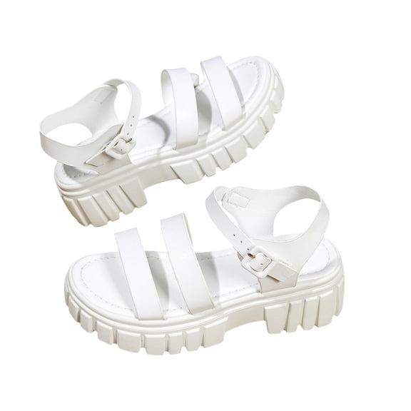 Jane Wardrobe Women's PU Platform Double Strap Sandals, Casual Open Toe Non- Summer Shoes for Daily & Street Style Wear, 1Pair, 36-43