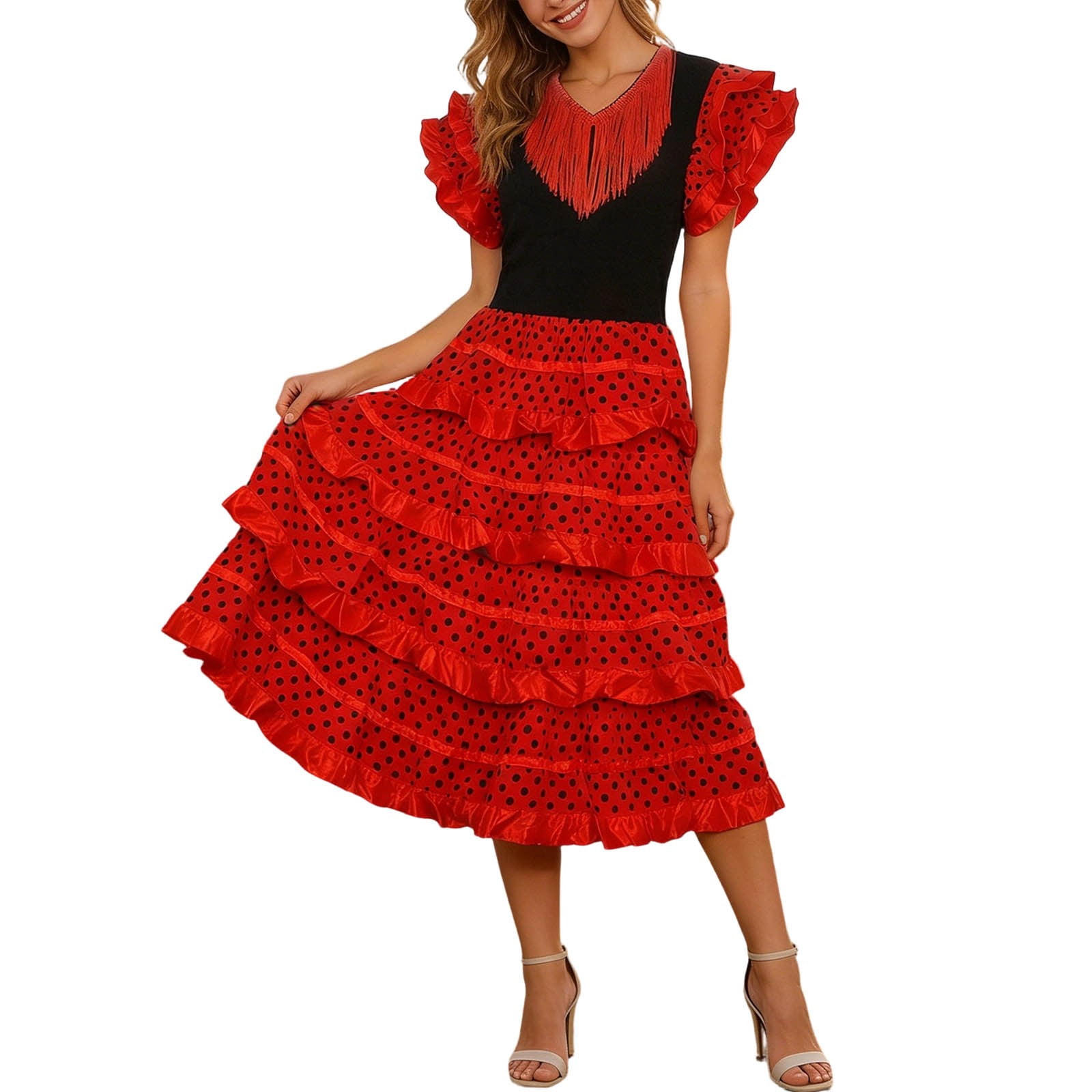 red spanish flamenco dress Flamenco Dress Red Traditional Woman Spanish Flamenco Dancer In Red Dress With Fan