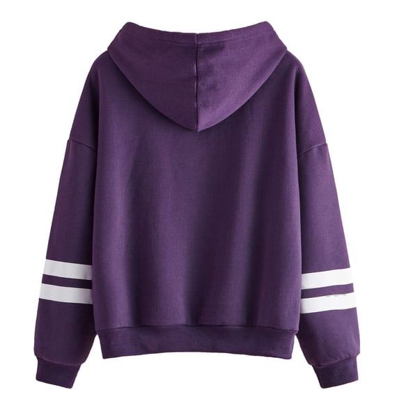 Jane Wardrobe Women's Striped Sleeve Hoodie, Loose Fit Drawstring Hooded Sweatshirt, 1 Piece, S-XXL Plus Size Friendly