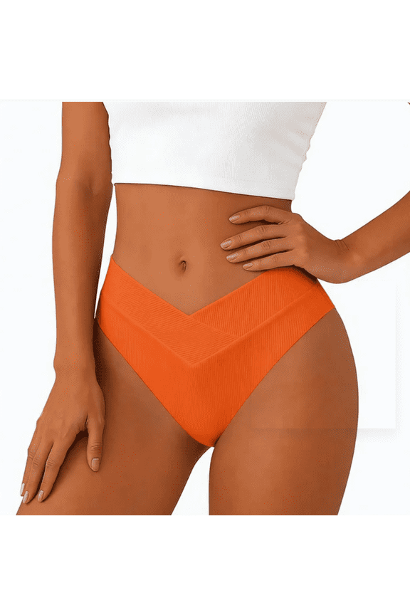 Women's V-Waist Ribbed Bikini Bottoms - High Waisted Cheeky Swim Bottoms, Nylon Stretch, 8 Colors Sizes S-Xl