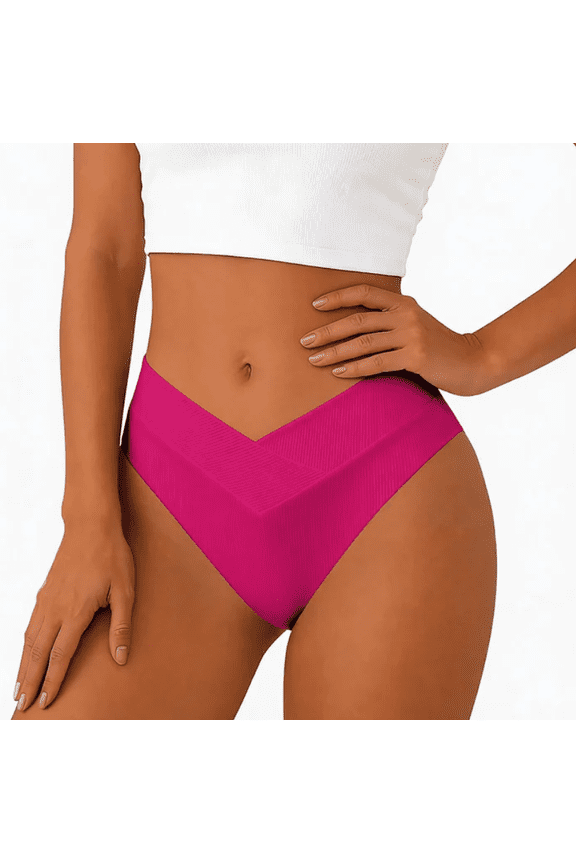 Women's V-Waist Ribbed Bikini Bottoms - High Waisted Cheeky Swim Bottoms, Nylon Stretch, 8 Colors Sizes S-Xl