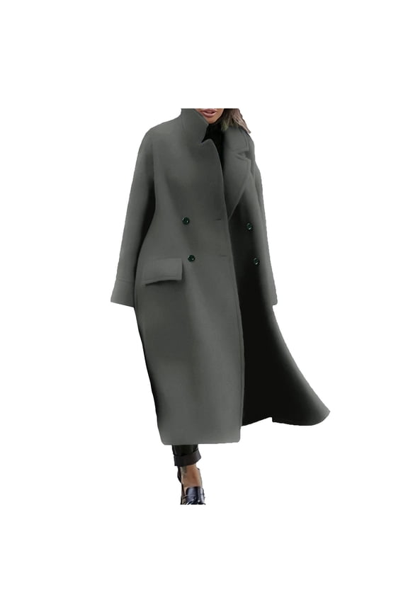 Wool Look Oversized Coat for Women, Notched Lapel Single Breasted, Elegant Commuter Winter Outerwear, 1 Piece, S-3XL, Plus Size Friendly