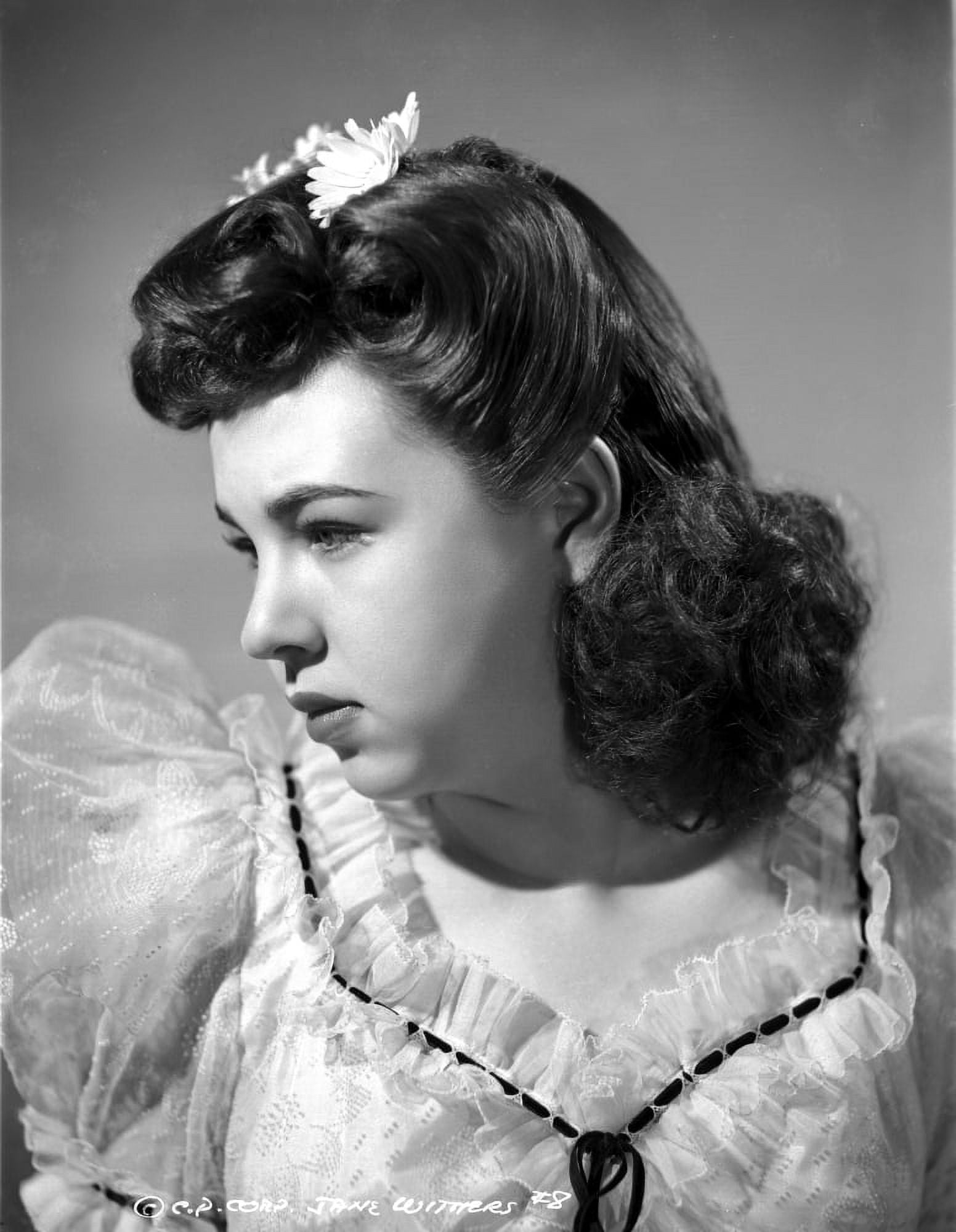 Jane Withers Portrait in Ruffled Lace Neckline and Sheer Silk Short