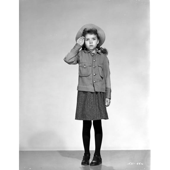 Jane Withers Posed in Grey Long Sleeve Shirt and Short Gingham Skirt with Black Leggings and Straw Hat Photo Print (8 x 10)