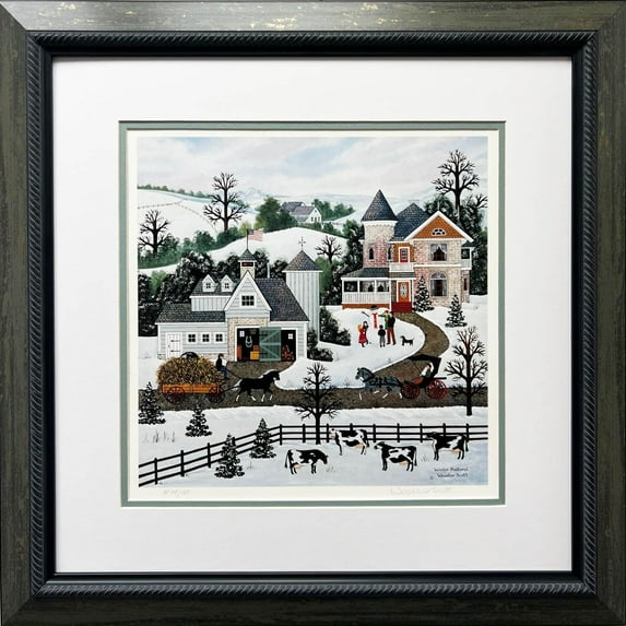 Jane Wooster Scott "Winter Pastoral" Hand Signed CUSTOM FRAMED ART Generic