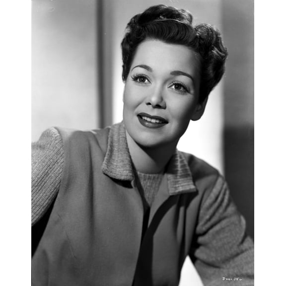 Jane Wyman Portrait in Grey Linen Long Sleeve Corduroy Coat and Cotton Shirt Photo Print (8 x 10)