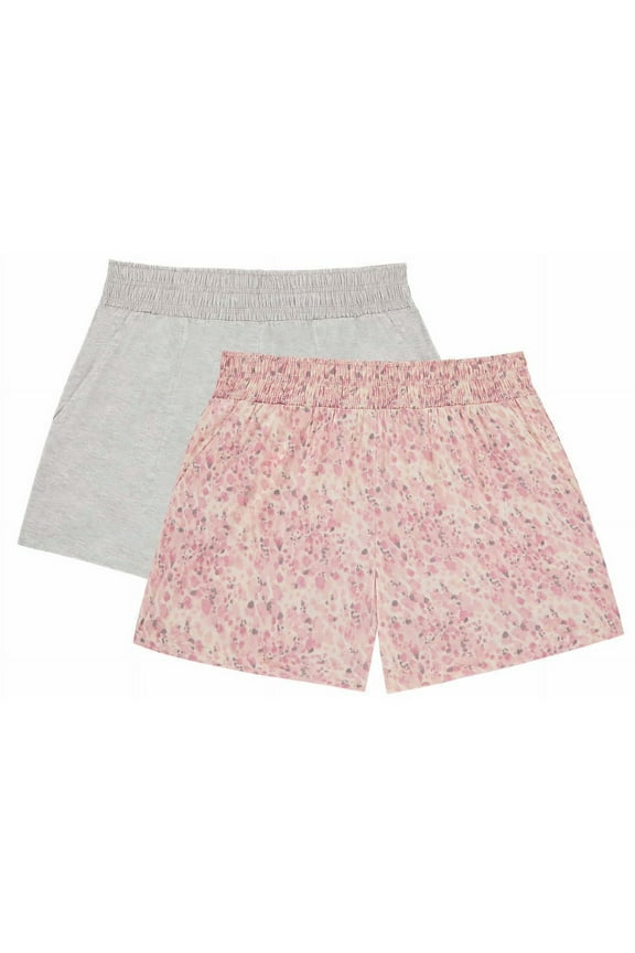 Jane and Bleecker 2-Pack Women's Lightweight Lounge Sleep Shorts (Heather Gray/Pink Floral, X-Large)