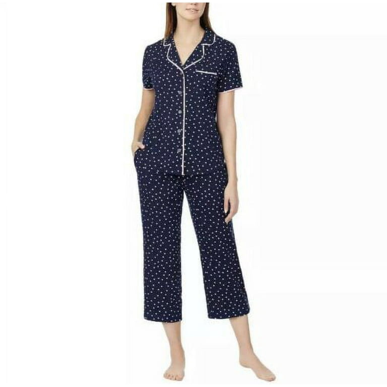 Jane and Bleecker Ladies Capri Pajama Set Navy Size Medium Walmart