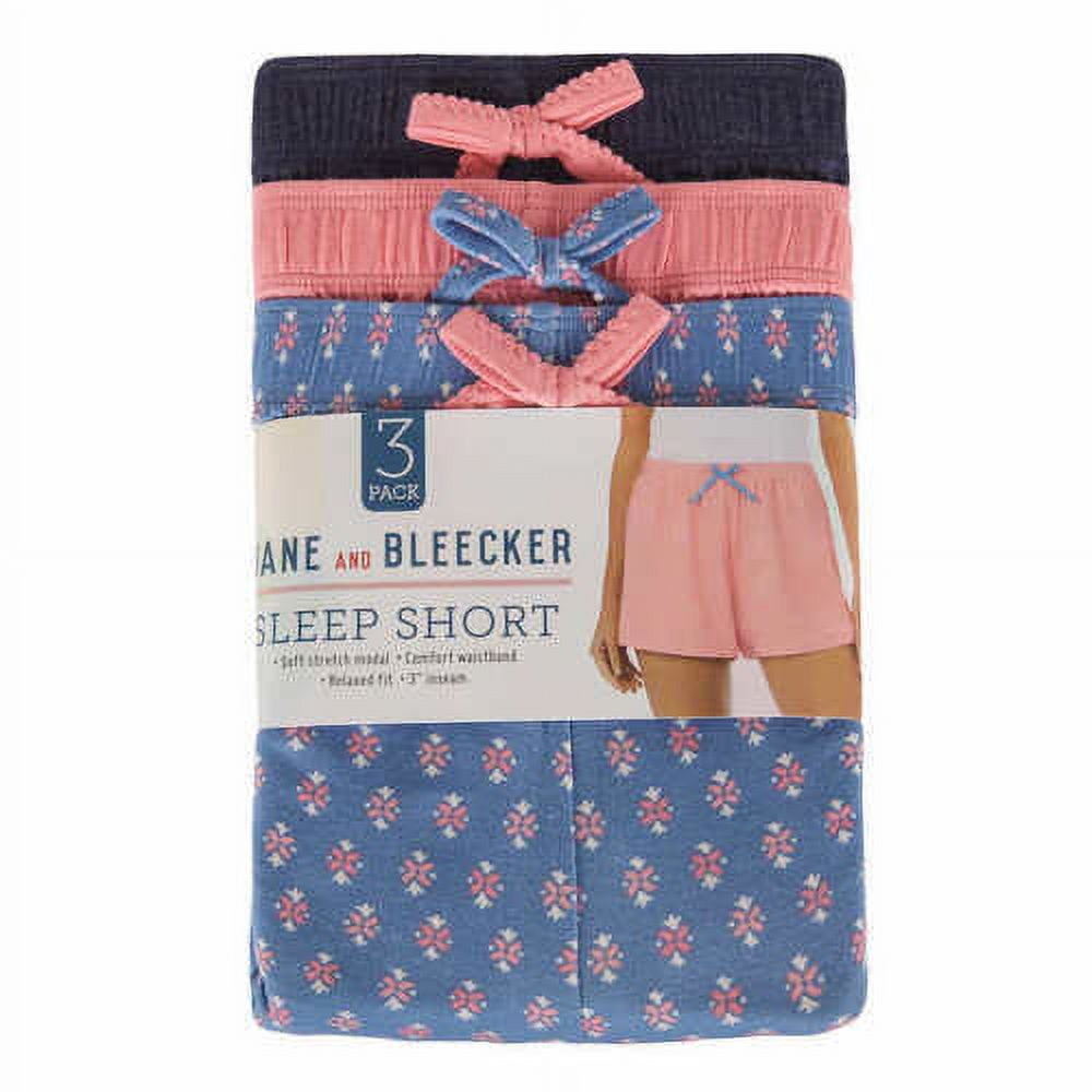 Jane and Bleecker Ladies' Sleep Short 3pack Geo Blue Medium