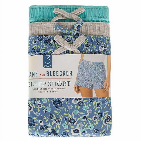 Jane and Bleecker Ladies' Sleep Short, 3-pack Size: XL, Color: Ditsy Blue