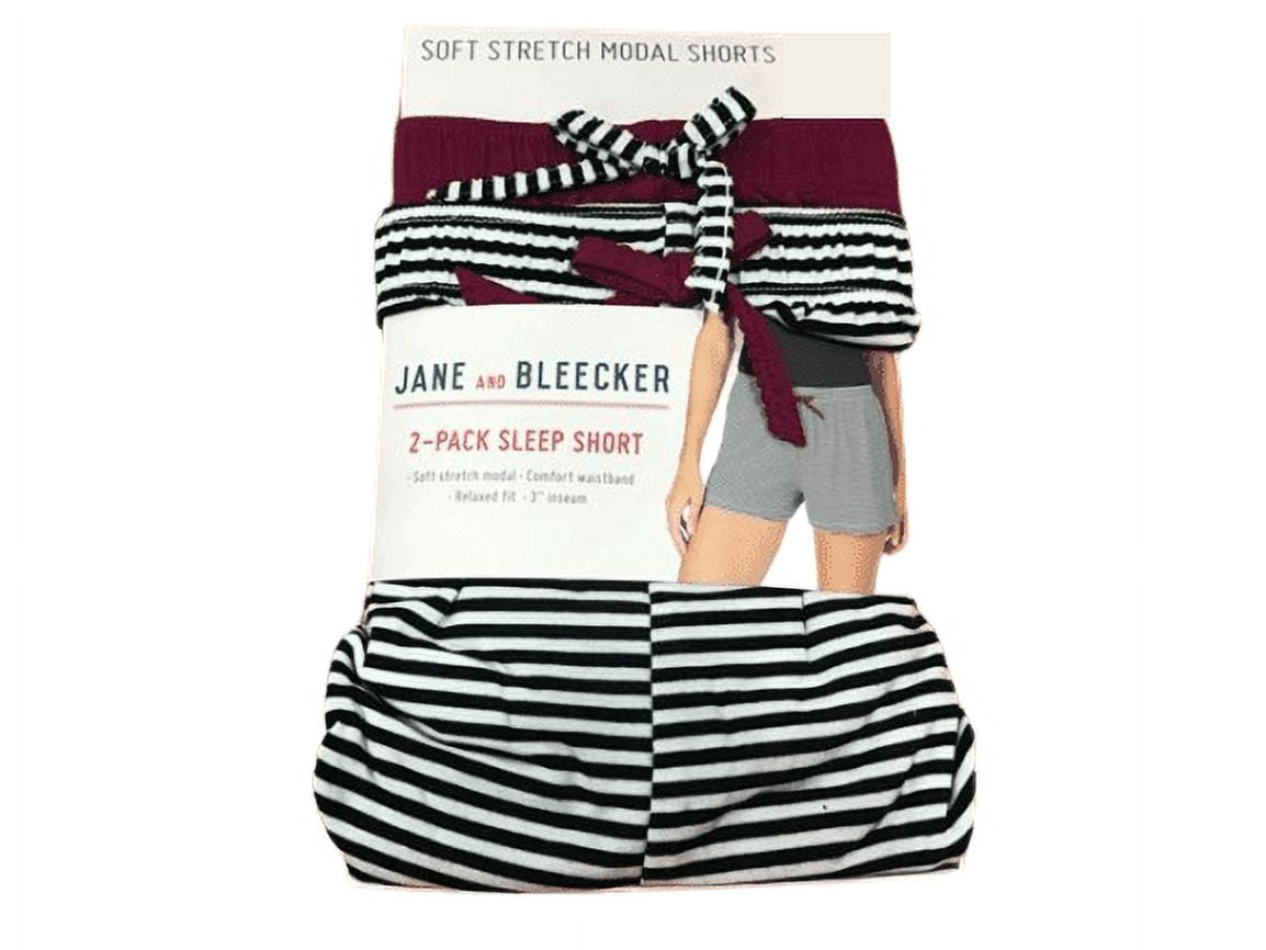 Jane and Bleecker Women's 2Pack Sleep Shorts, Black & White/Plum