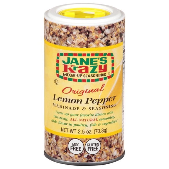 Jane's Krazy Lemon Pepper Marinade & Seasoning, 2.5 oz