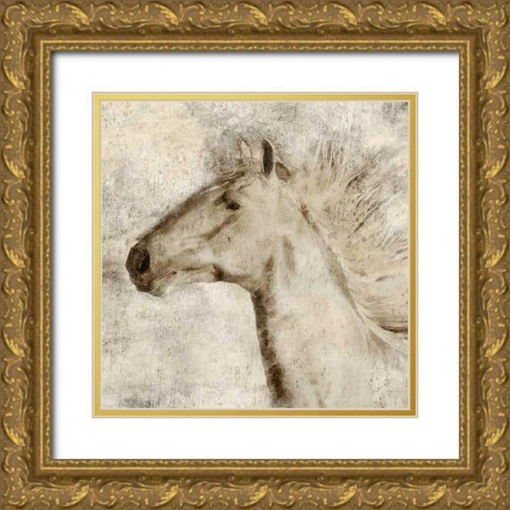 Janel Pahl 12x12 Gold Ornate Wood Framed with Double Matting Museum Art Print Titled - Stallion I