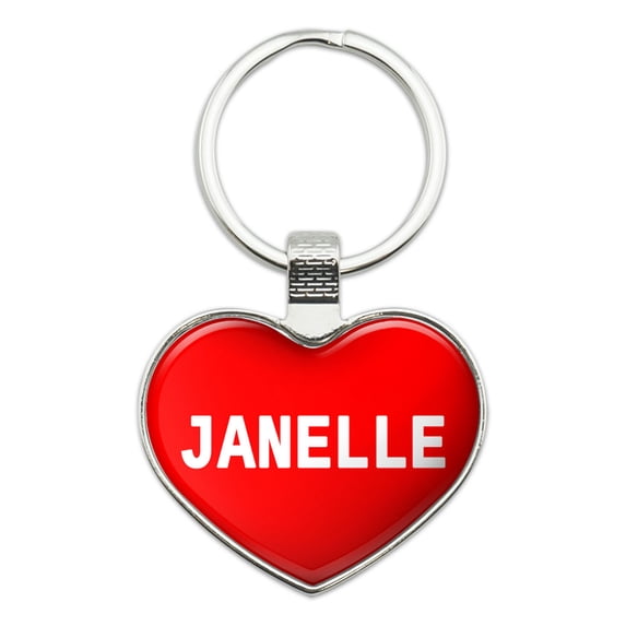 Janelle I Love Name Heart Metal Key Chain