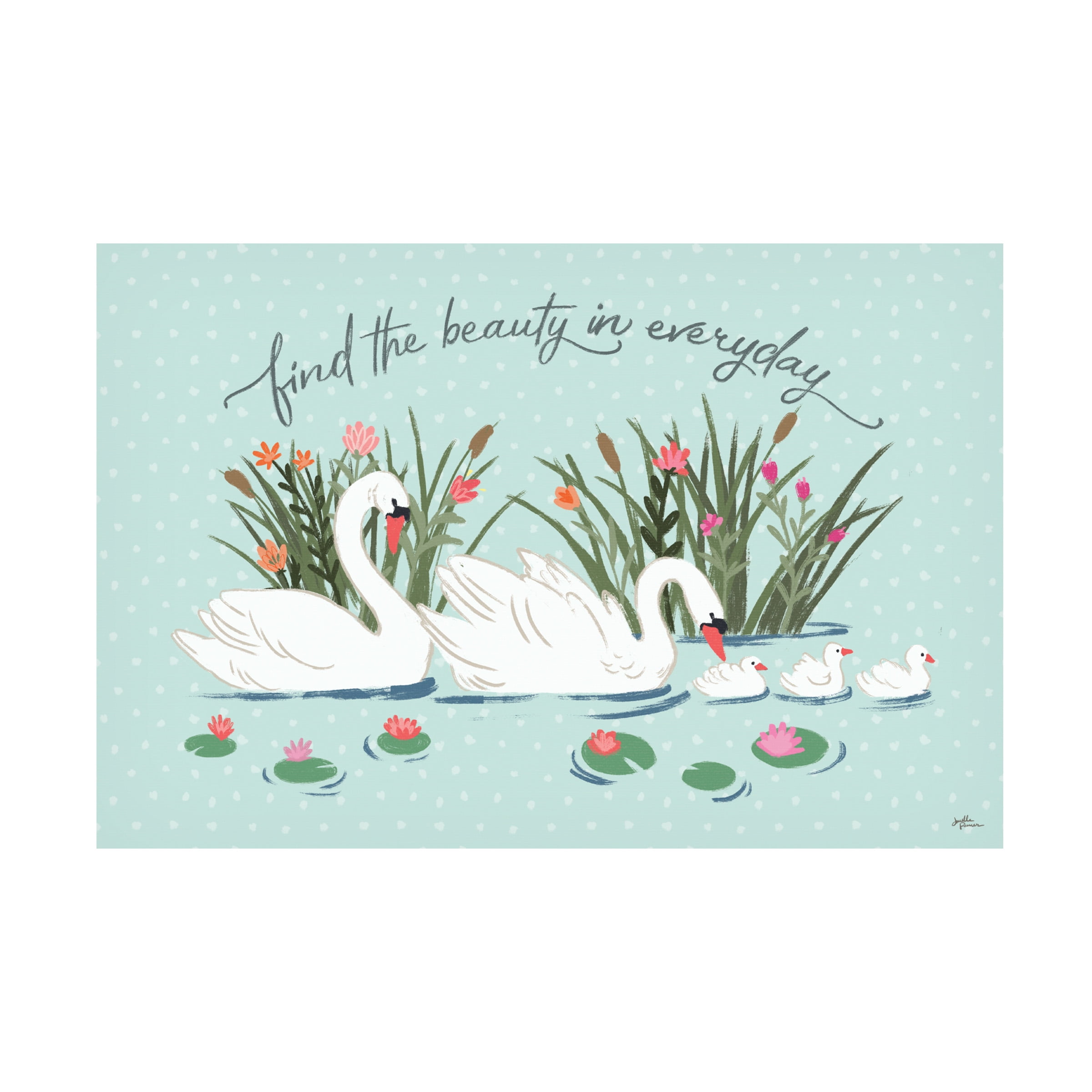 Janelle Penner 'Swan Lake I Mint' Canvas Art