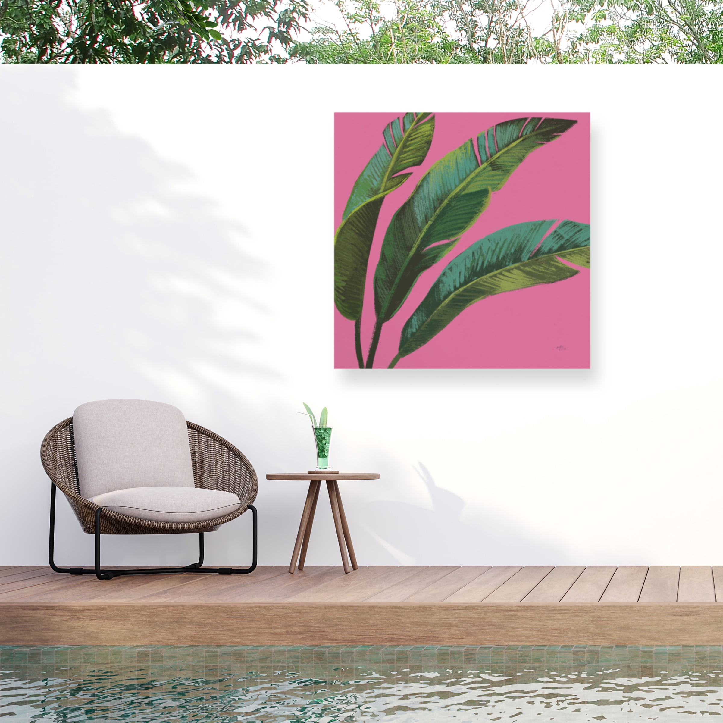 Janelle Penner 'Welcome to Paradise XI on Pink' Outdoor Canvas 35x35