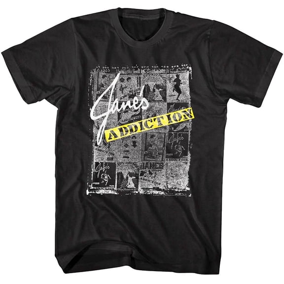 Jane's Addiction Wall of Posters Men's T Shirt (Black, Big&TallLT)