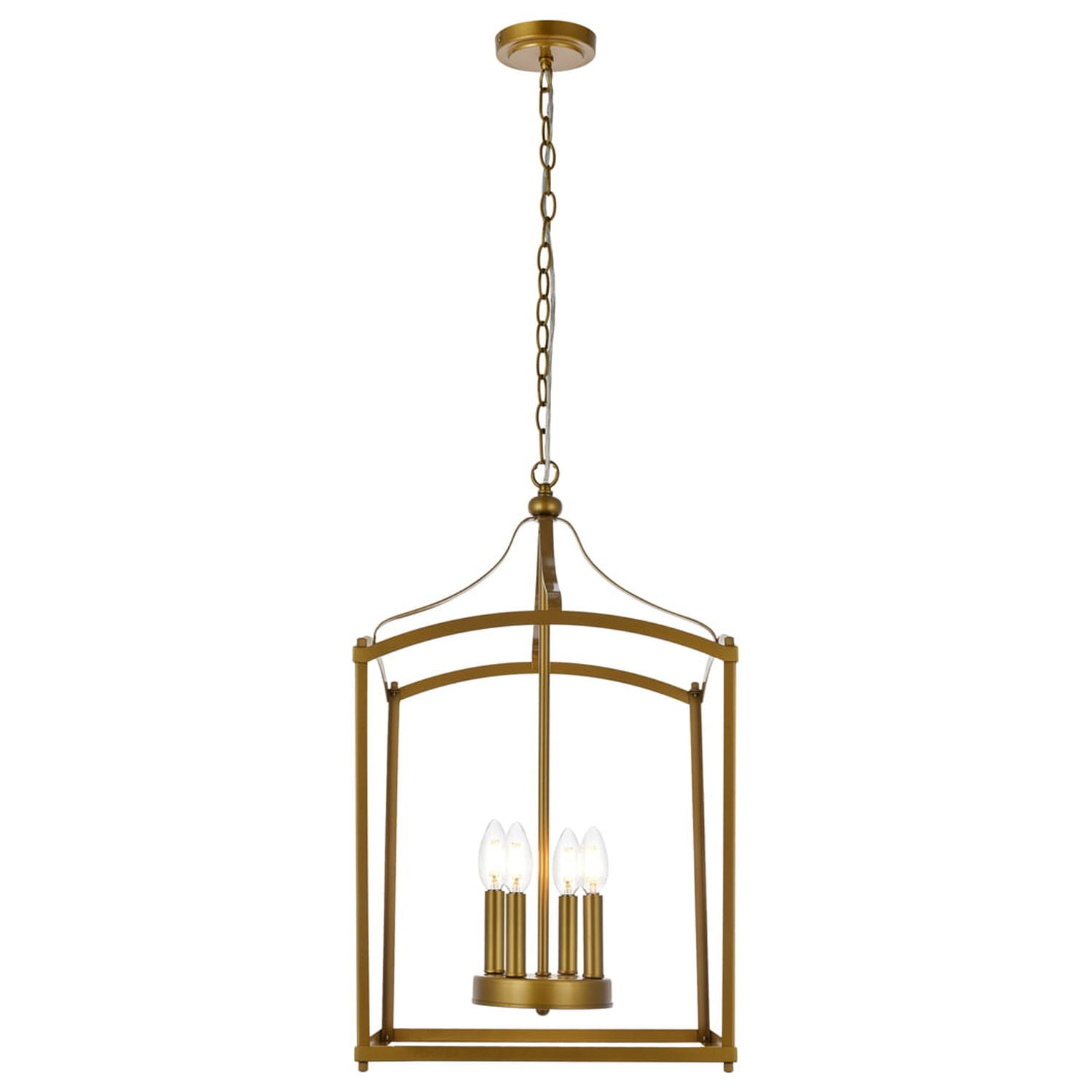 Janet Midcentury Modern Brass 4-Light Indoor/Outdoor Pendant