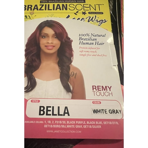 Janet Brazilian Scent Human Hair Blend Lace Front Wig - BELLA (WHITE GRAY)