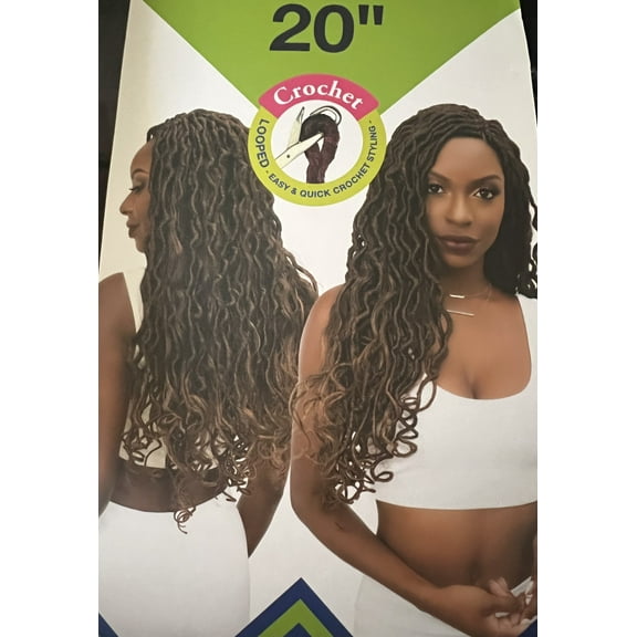Janet Collection  Nala Tress  Mermaid Locs Crochet  with curly hair 20 inch - Color #1B
