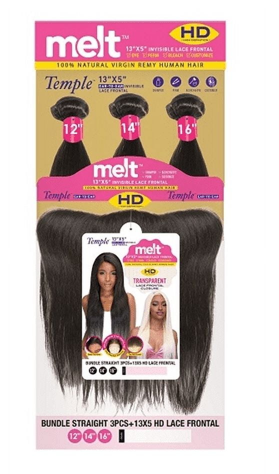 Janet Melt 100% Natural Virgin Remy Human Hair - Straight 3PCS + 13x5 HD FRONTAL (18"20"22") Natural