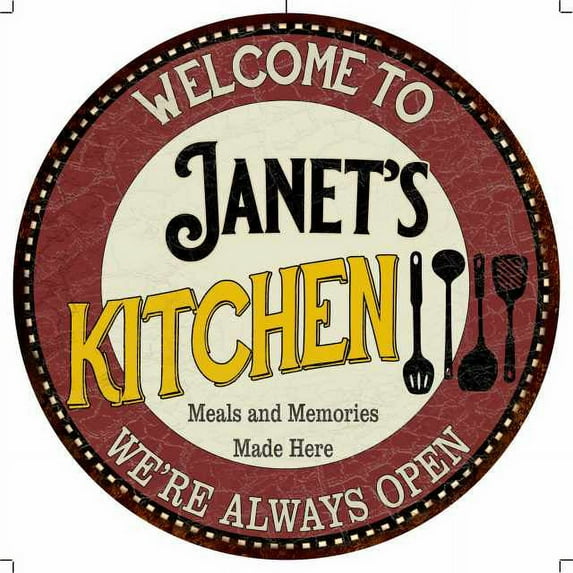 Janet's Kitchen 12" Round Metal Sign Bar Game Room Wall Déco 200120040047