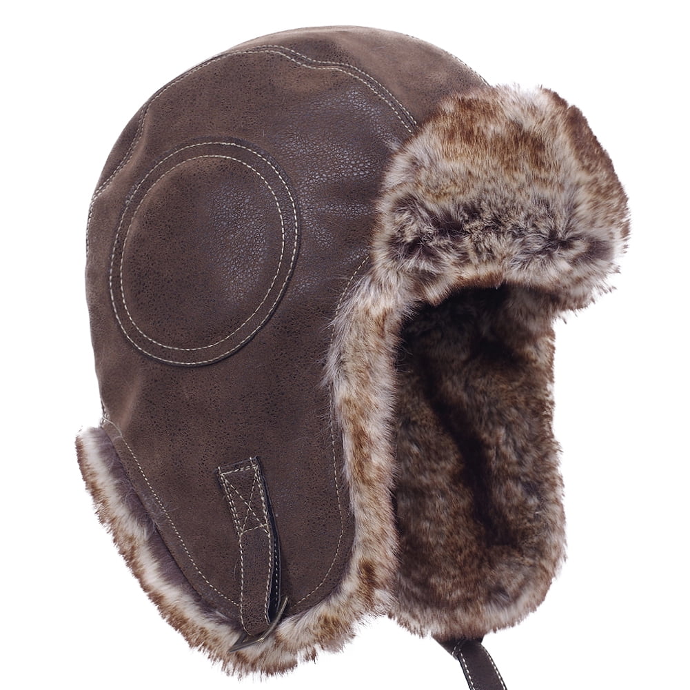 Janey&Rubbins Cold Weather Rassian Cossack Trooper Bomber Pilot Hat Trapper  Hunter Ear Flap Winter Cap (P, L, Brown) - Walmart.com