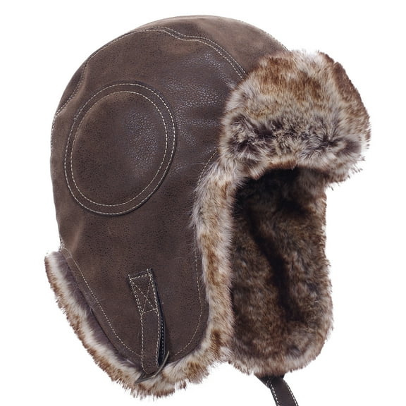 Janey&Rubbins Cold Weather Rassian Cossack Trooper Bomber Pilot Hat Trapper Hunter Ear Flap Winter Cap (P, L, Brown)