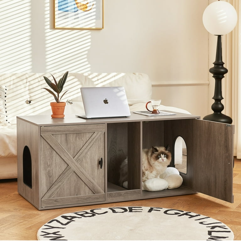 JanflyHome Hidden Cat Litter Box Enclosure, Litter Box