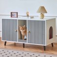thumbnail image 1 of JanflyHome Litter Box Enclosure for 2 Cats, Hidden Cat Litter Box Cabinet Furniture Indoor, Double Room, Scratching Pad, Side End Table, Gray, 1 of 10