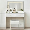 thumbnail image 1 of JanflyHome Vanity Desk with Mirror and Lights, Storage Stool, 41" Large Makeup Dressing Table for Girls Women Bedroom, White, 1 of 9