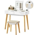thumbnail image 1 of JanflyHome Vanity Desk with Mirror and Lights, Vanity Table for Girls Women Bendroom, Dressing Table with Stool, Modern, White, 1 of 11