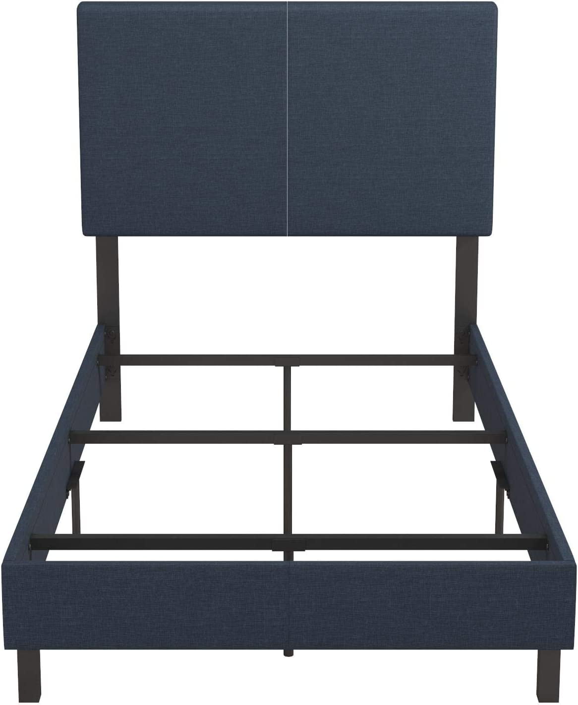 Janford Upholstered Platform Bed with Modern Vertical Stitching on