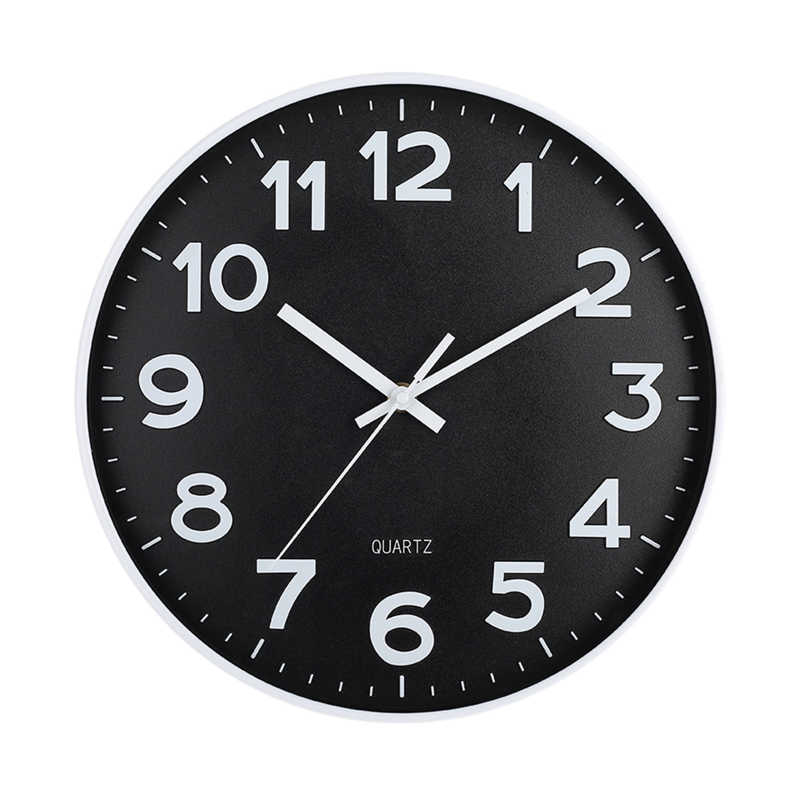 Black and White 12" Silent Non-Ticking Round Wall Clock
