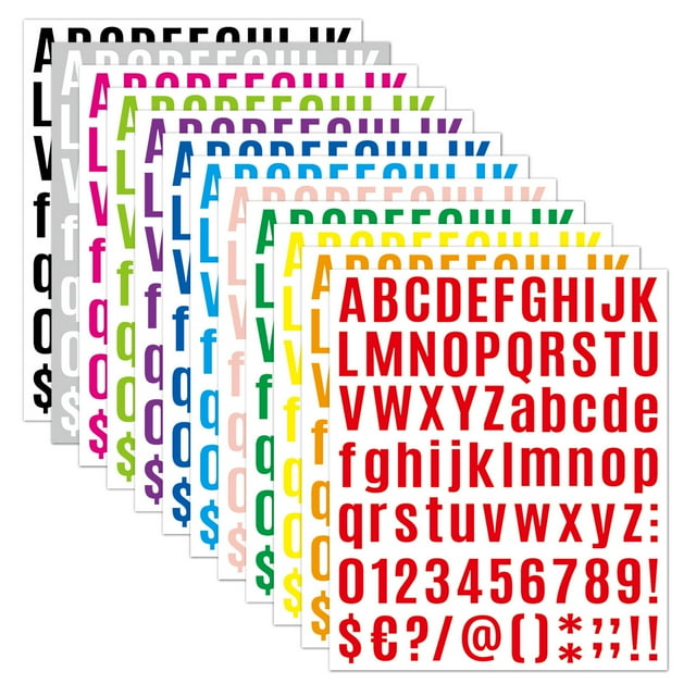 Jangslng 12 Sheet Alphabet Sticker Creative Vibrant Color Letter Symbol Stickers for DIY Crafts Scrapbooking Labels Water Bottle