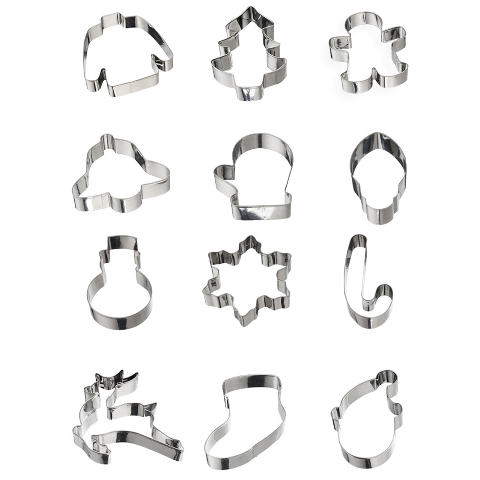 Jangslng 12Pcs Christmas Cookie Cutter Set Stainless Steel Christmas