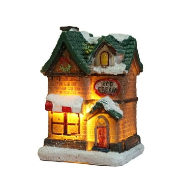 Jangslng 1Set Christmas House Figurine Micro Landscape Luminous Design Resin Creative Resin LED Light House Wedding Decoration