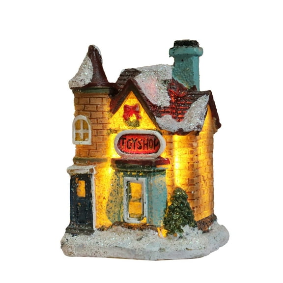 JANGSLNG 1Set Christmas House Figurine Micro Landscape Luminous Design Resin Creative Resin LED Light House Wedding Decoration