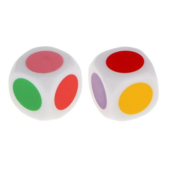 Jangslng 2 Pcs Dice 16mm Colorful Teaching Dice 6 Sided Smooth Edge Non-fading Board Games Wide Application Educational Dice