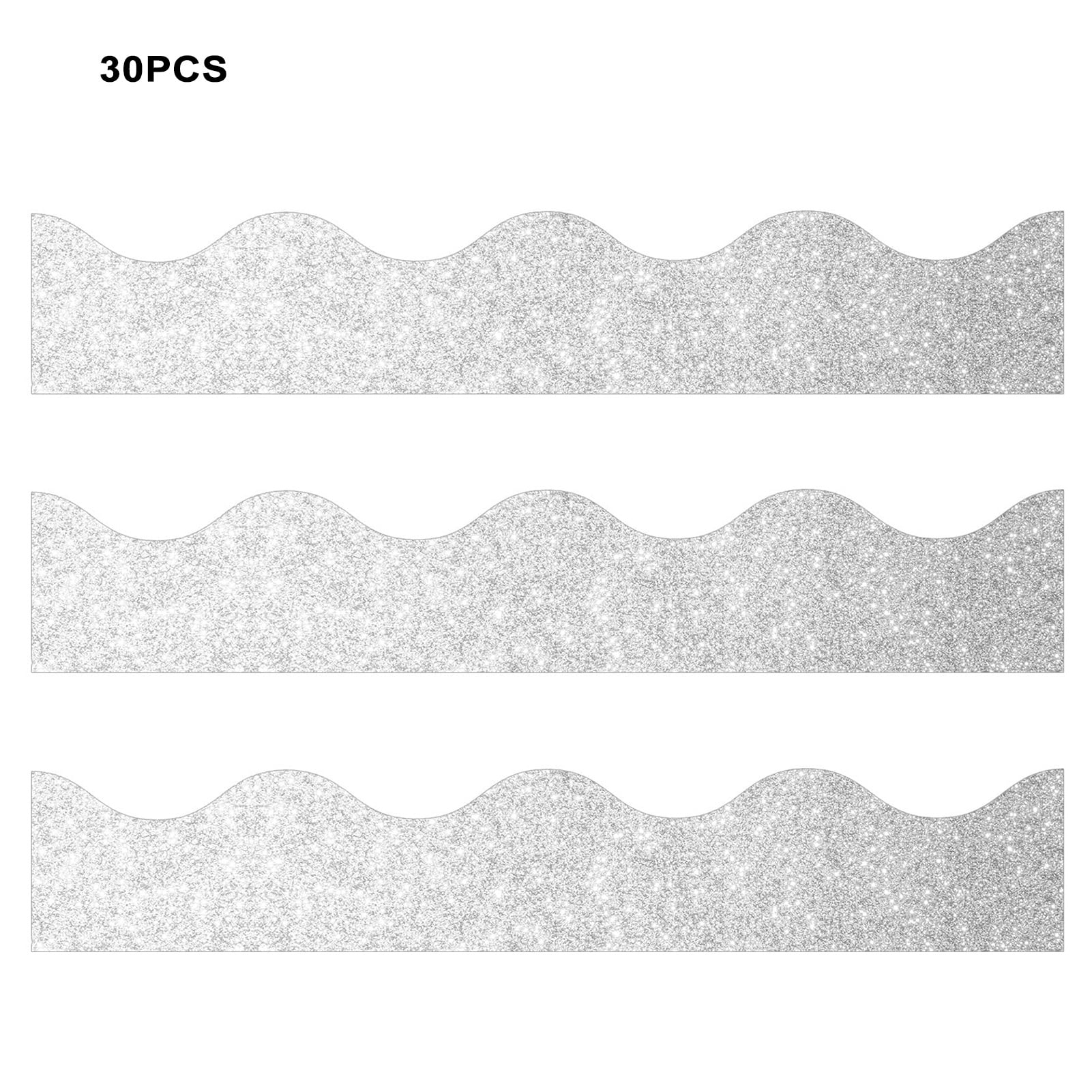 Jangslng 30Pcs Glitter Bulletin Board Border 5 Colors Thick Scalloped Classroom Blackboard