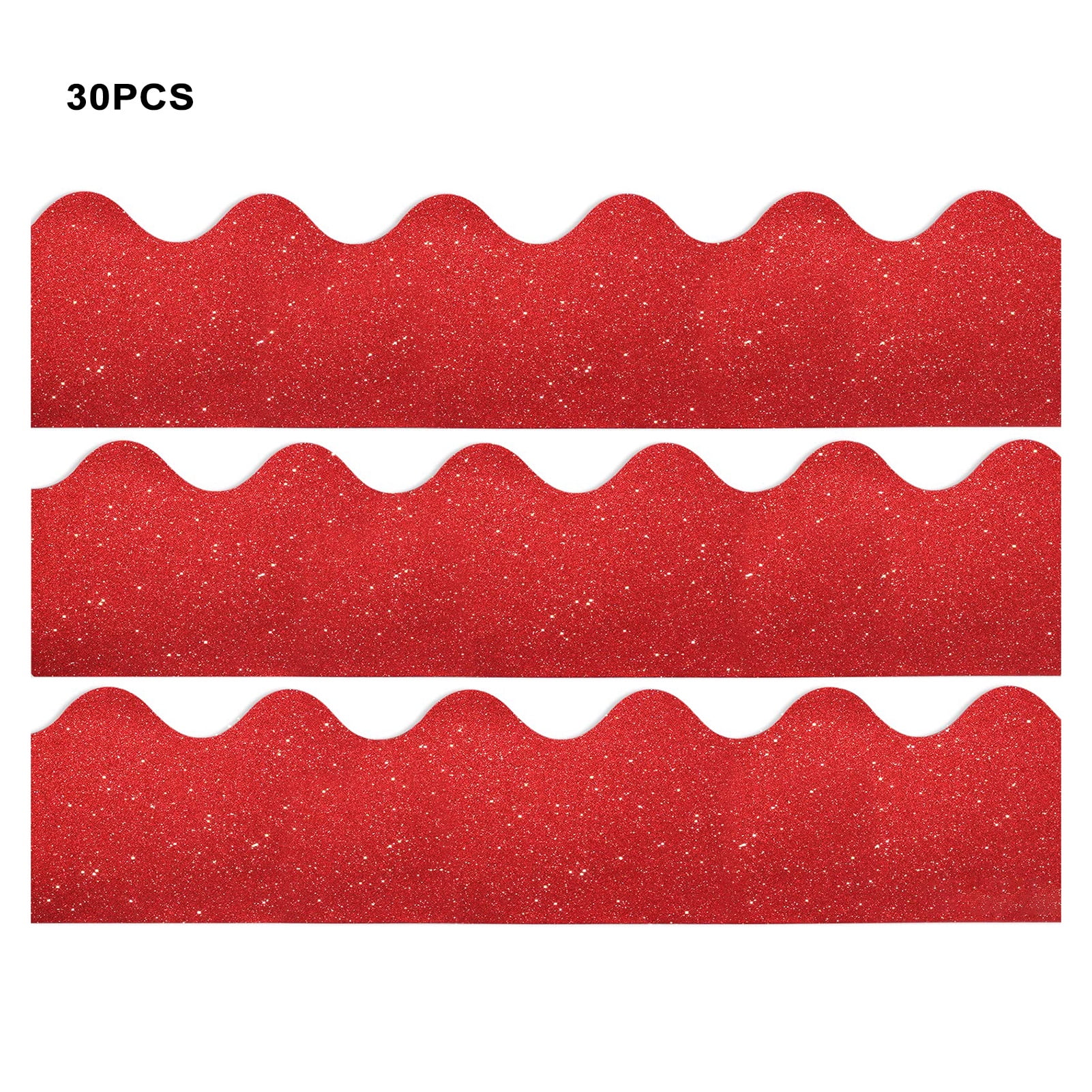 Jangslng 30Pcs Glitter Bulletin Board Border 5 Colors Thick Scalloped