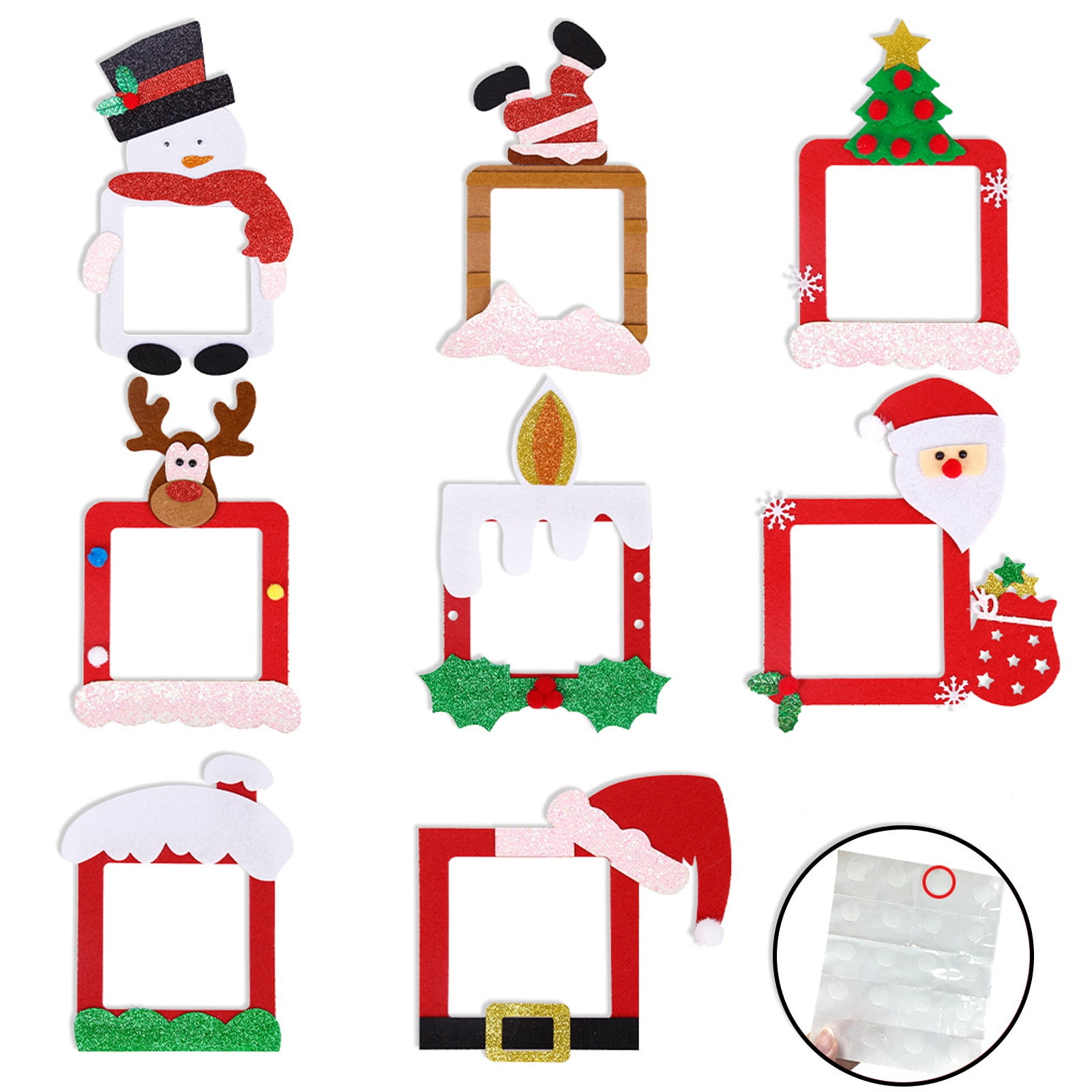 Jangslng 8 Pcs Christmas Wall Stickers Elk Snowman Christmas Tree