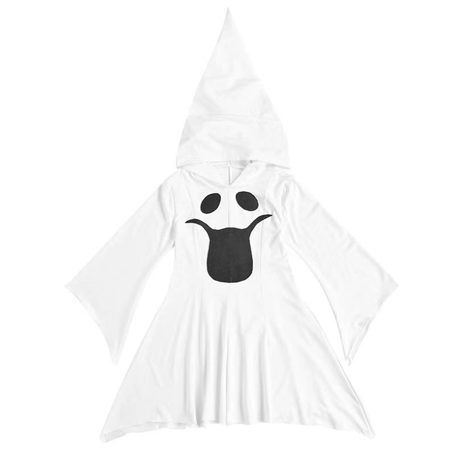 Jangslng Hooded Ghost Costume Unique Pattern Loose Fitting AllMatch Dressup Halloween Outfit