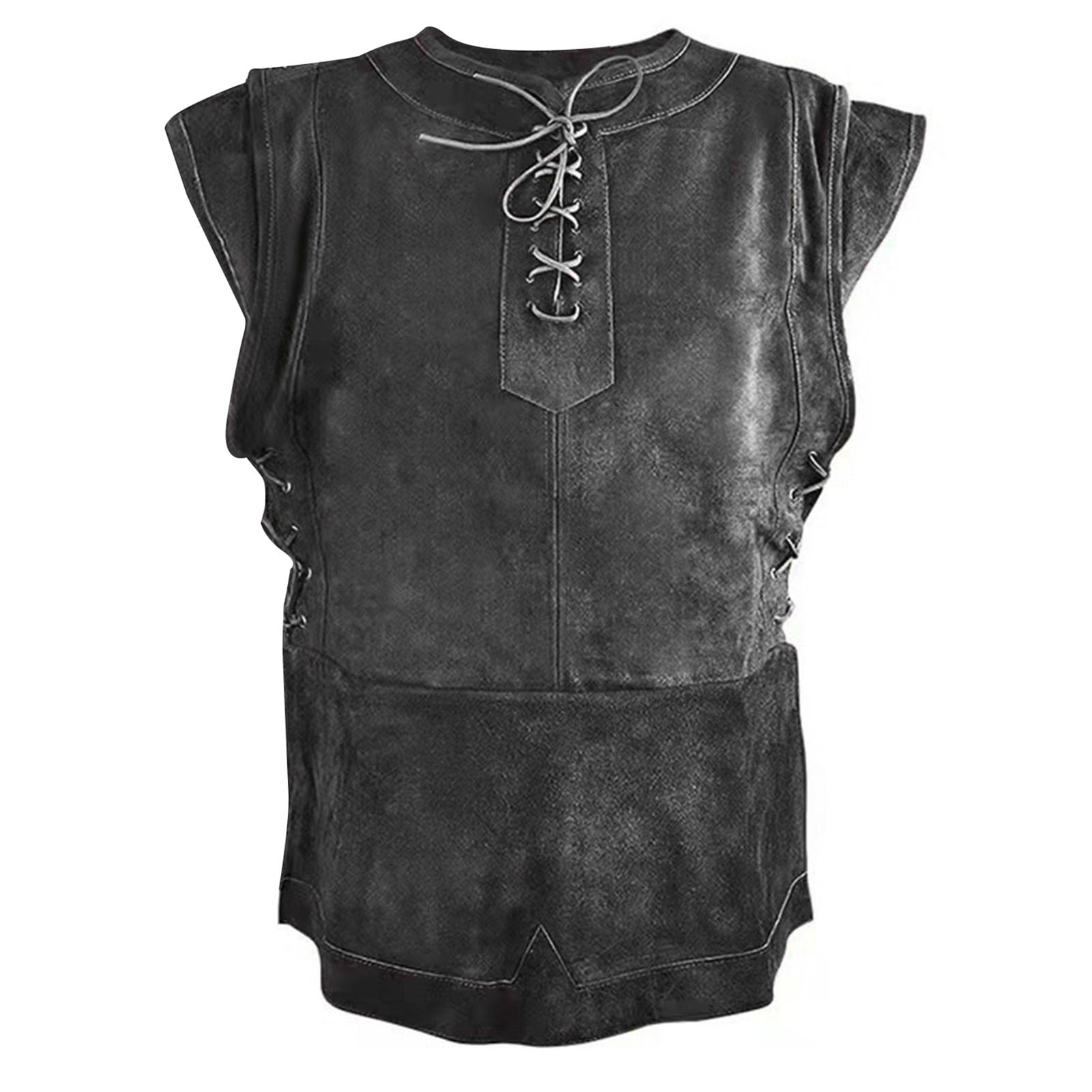 Jangslng Men Medieval Punk Vest Vikings Cosplay Archer Costume Adult