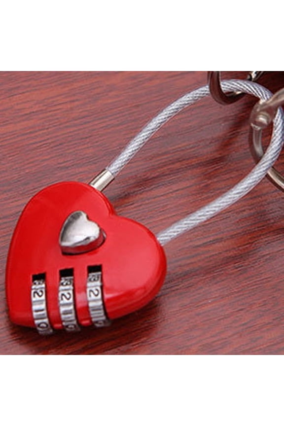 Mini Heart Shape 3 Code Resettable Luggage Suitcase Bag Travel Lock Padlock