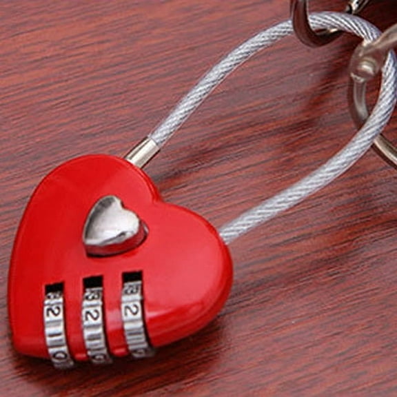 Jangslng Mini Heart Shape 3 Code Resettable Luggage Suitcase Bag Travel Lock Padlock