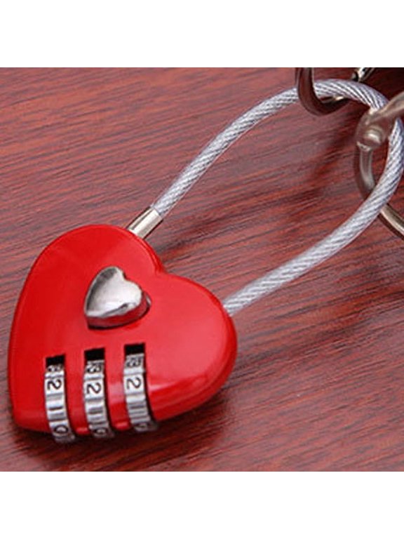 Mini Heart Shape 3 Code Resettable Luggage Suitcase Bag Travel Lock Padlock